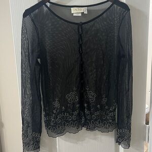 Cache Black Mesh Top